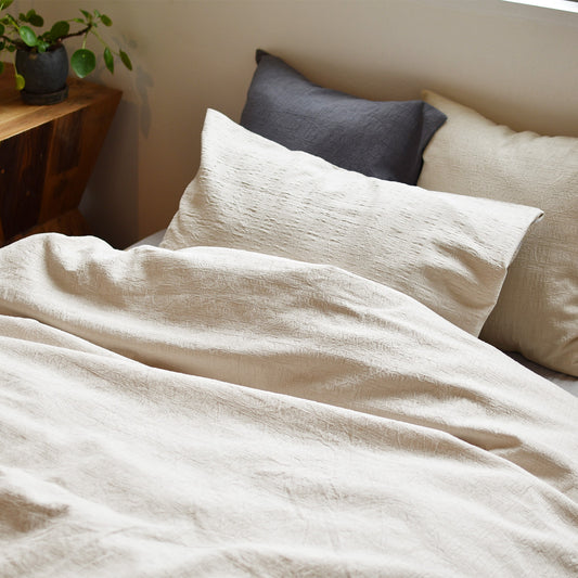 ドビークロス ワッシャー 掛け布団カバー ボックスシーツ 枕カバー 綿100% 日本製 手もみ風シワ加工 くつろぎシリーズ