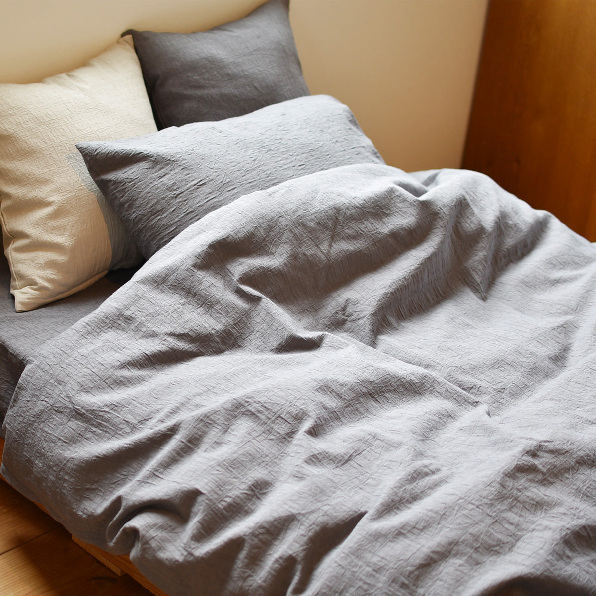 ドビークロス ワッシャー 掛け布団カバー ボックスシーツ 枕カバー 綿100% 日本製 手もみ風シワ加工 くつろぎシリーズ