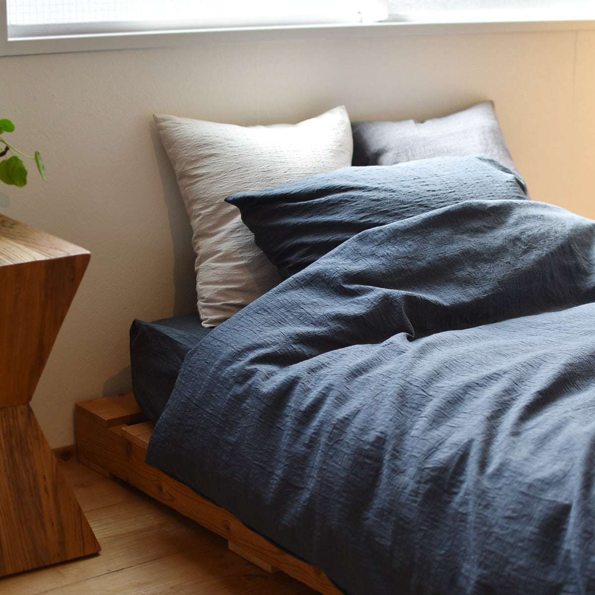 ドビークロス ワッシャー 掛け布団カバー ボックスシーツ 枕カバー 綿100% 日本製 手もみ風シワ加工 くつろぎシリーズ