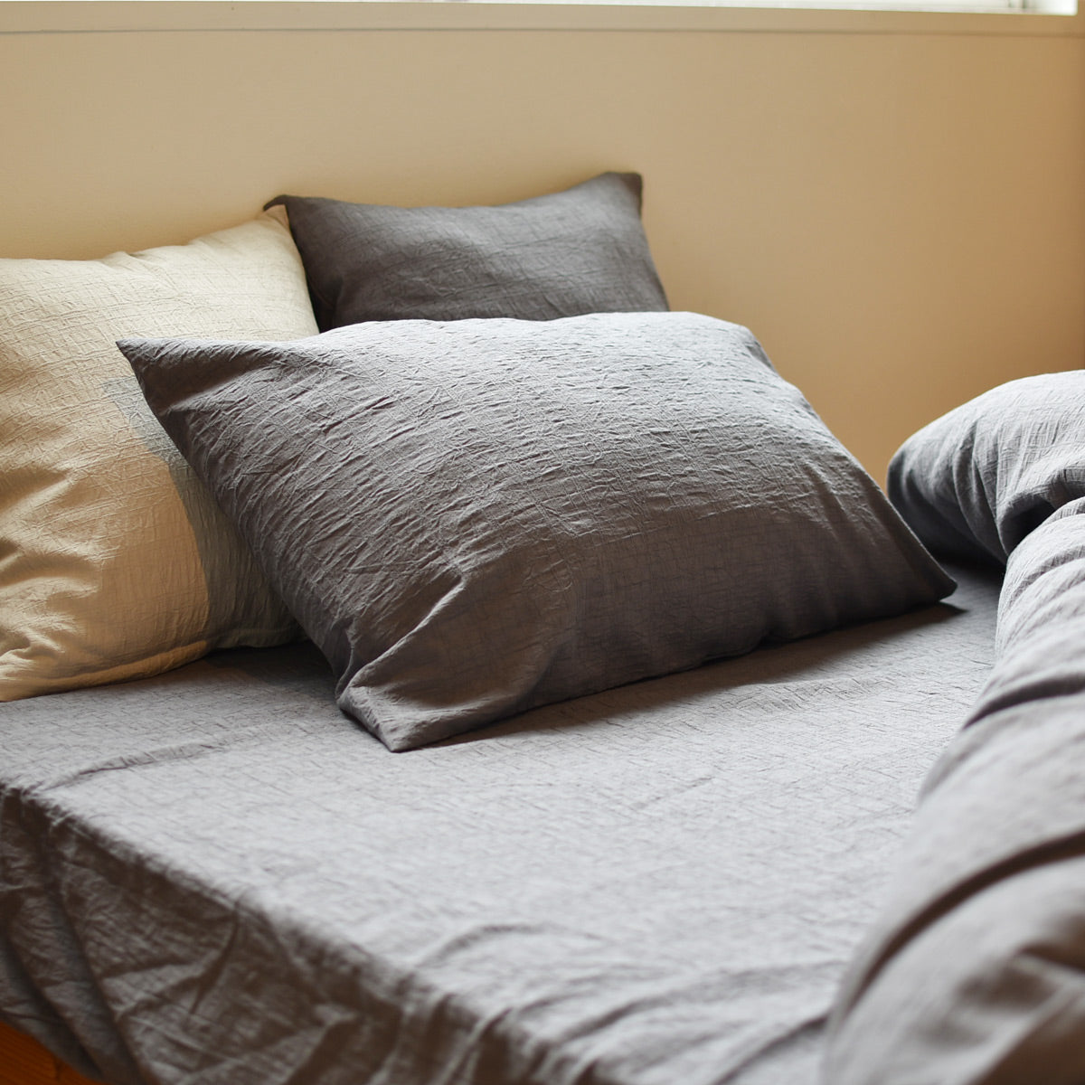 ドビークロス ワッシャー 掛け布団カバー ボックスシーツ 枕カバー 綿100% 日本製 手もみ風シワ加工 くつろぎシリーズ