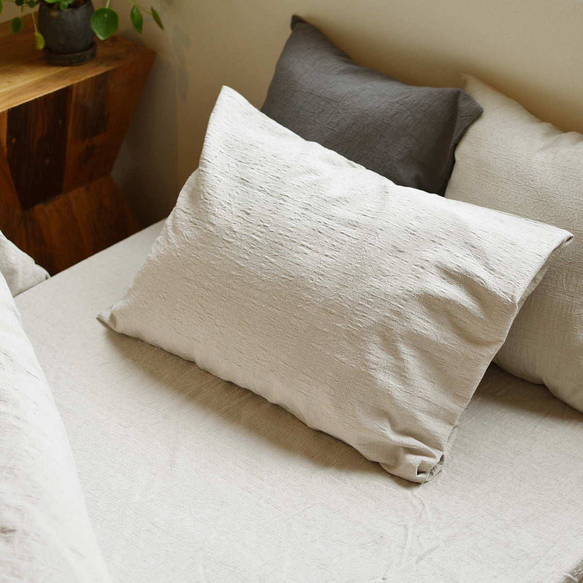 ドビークロス ワッシャー 掛け布団カバー ボックスシーツ 枕カバー 綿100% 日本製 手もみ風シワ加工 くつろぎシリーズ