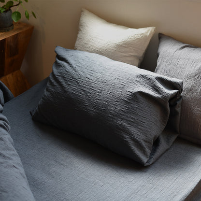 ドビークロス ワッシャー 掛け布団カバー ボックスシーツ 枕カバー 綿100% 日本製 手もみ風シワ加工 くつろぎシリーズ