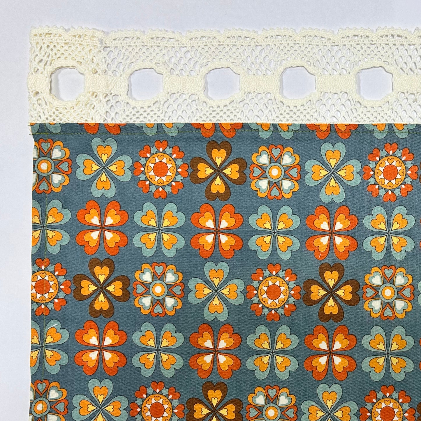 カフェカーテン 巾105×丈56cm(レース含む) 5色 日本製 北欧モダン・昭和レトロ 丁寧な縫製 夜明屋本店