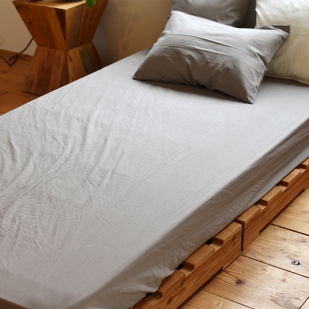 コットン ワッシャー 掛け布団カバー ボックスシーツ 枕カバー 綿100% 日本製 手もみ風シワ加工 くつろぎシリーズ