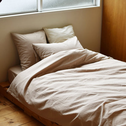 コットン ワッシャー 掛け布団カバー ボックスシーツ 枕カバー 綿100% 日本製 手もみ風シワ加工 くつろぎシリーズ