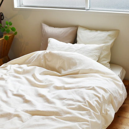 コットン ワッシャー 掛け布団カバー ボックスシーツ 枕カバー 綿100% 日本製 手もみ風シワ加工 くつろぎシリーズ