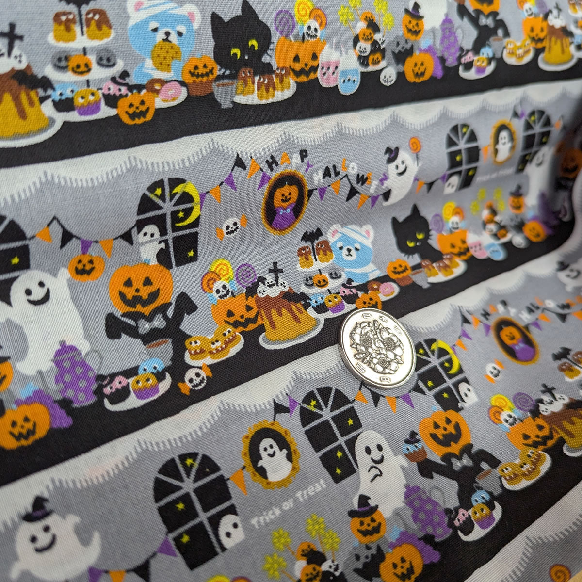 ハロウィン プリント シーチング 日本製 110cｍ×12m乱（10M保証） 綿100% 1反 半折 ポーチ 小物 オーナメント 仮装衣装に