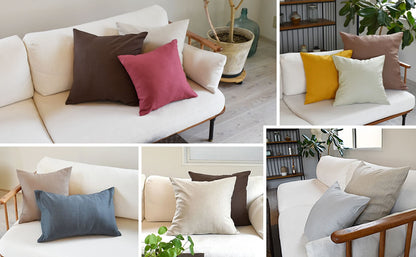 クッションカバー 40×40cm ピュアリネン 日本製 麻100％ 15色 無地 ナチュラルカラー しなやかな艶とシャリ感 リネンとラミーの混紡 丁寧な縫製 オーダー納期10日