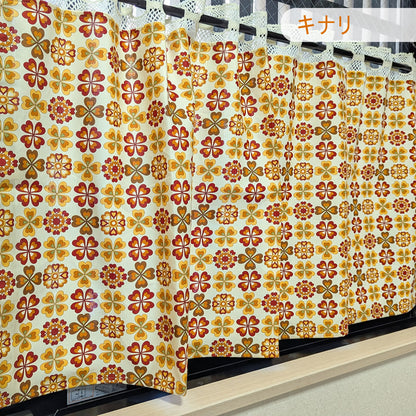 カフェカーテン 巾105×丈56cm(レース含む) 5色 日本製 北欧モダン・昭和レトロ 丁寧な縫製 夜明屋本店