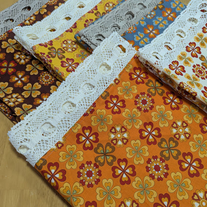 カフェカーテン 巾105×丈56cm(レース含む) 5色 日本製 北欧モダン・昭和レトロ 丁寧な縫製 夜明屋本店