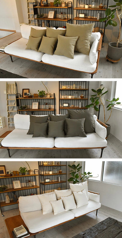 クッションカバー 60×60cm オーガニック コットン 100％ 北欧 日本製 綿100％ 3色 肌触りの良いバックサテン生地 ナチュラルカラー 丁寧な縫製