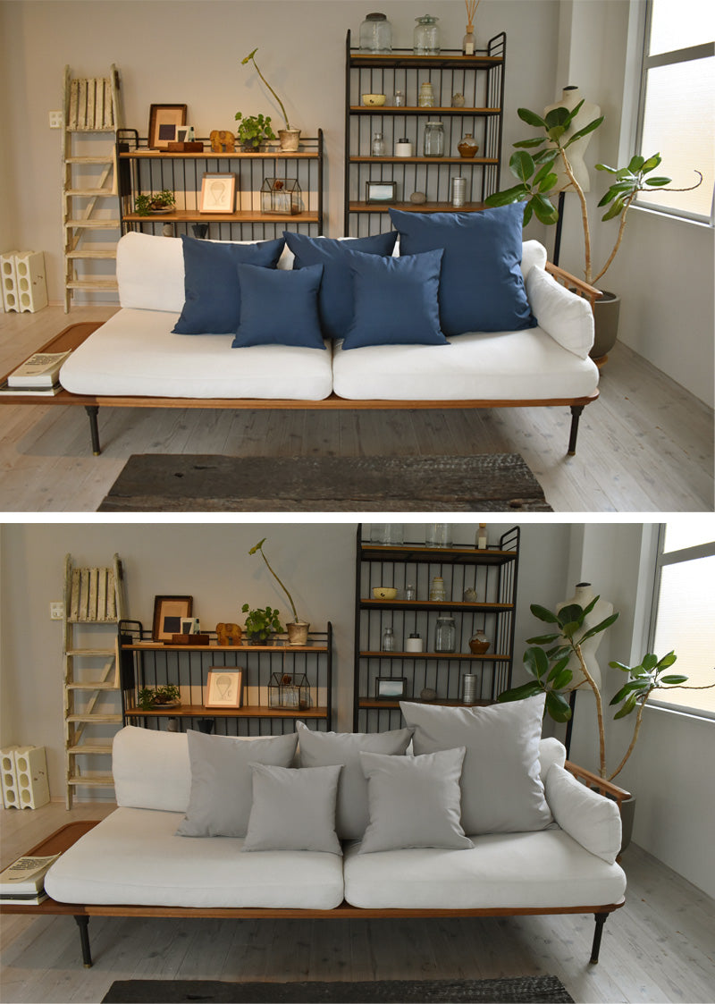 クッションカバー 50×50cm モダン つむぎ 日本製 綿100％ 7色 織り柄 和柄 中厚で丈夫 丁寧な縫製