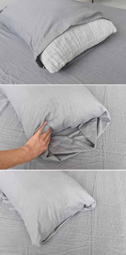 和晒二重ダブルガーゼ オーガニックコットン 綿100% 掛け布団カバー・ボックスシーツ・枕カバー 4色 同色セット割 伝統的な和晒製法で作られた 日本製