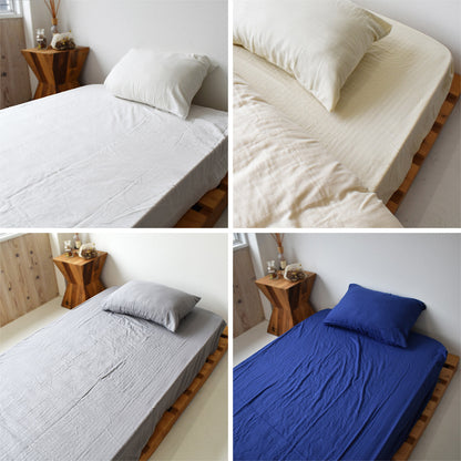 和晒二重ダブルガーゼ オーガニックコットン 綿100% 掛け布団カバー・ボックスシーツ・枕カバー 4色 同色セット割 伝統的な和晒製法で作られた 日本製