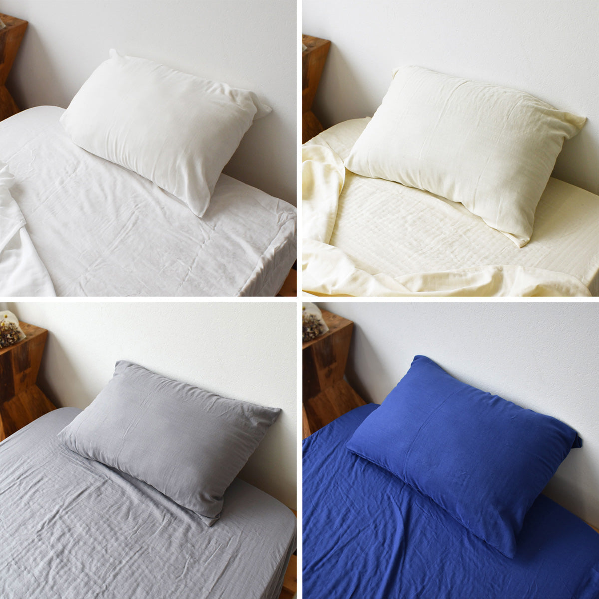 和晒二重ダブルガーゼ オーガニックコットン 綿100% 掛け布団カバー・ボックスシーツ・枕カバー 4色 同色セット割 伝統的な和晒製法で作られた 日本製