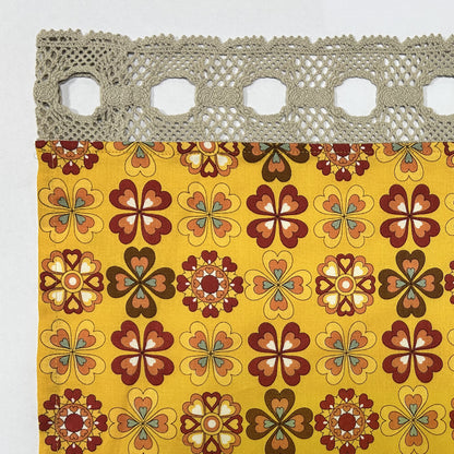 カフェカーテン 巾105×丈56cm(レース含む) 5色 日本製 北欧モダン・昭和レトロ 丁寧な縫製 夜明屋本店