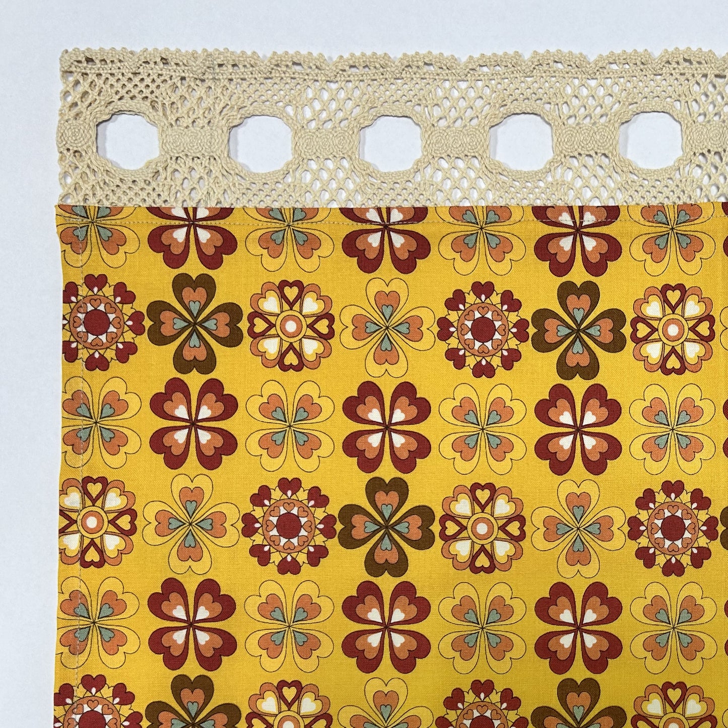 カフェカーテン 巾105×丈56cm(レース含む) 5色 日本製 北欧モダン・昭和レトロ 丁寧な縫製 夜明屋本店