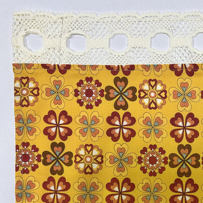 カフェカーテン 巾105×丈56cm(レース含む) 5色 日本製 北欧モダン・昭和レトロ 丁寧な縫製 夜明屋本店